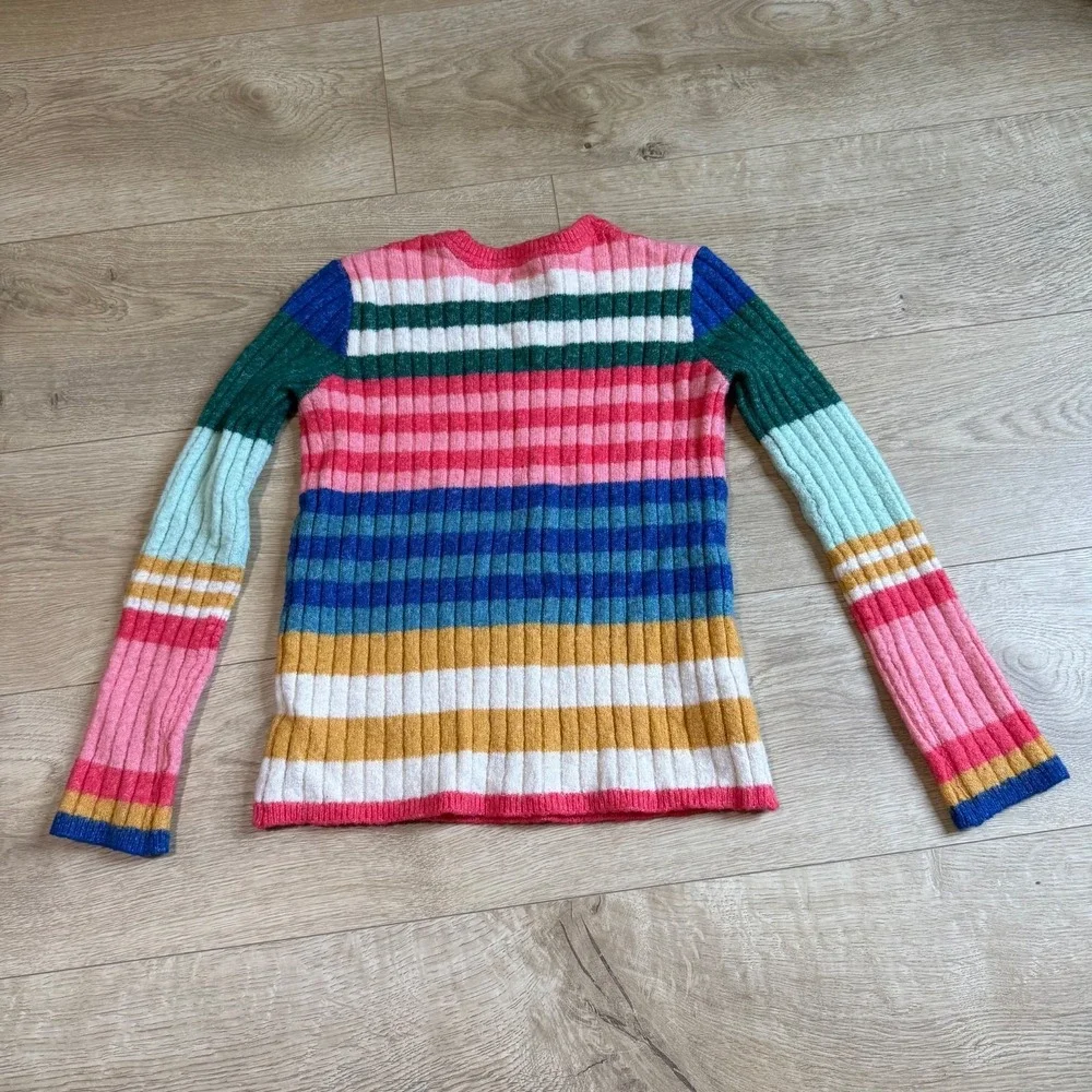 EUC Kids Girls striped Gymboree colorful wool blend sweater stretch size M 7-8